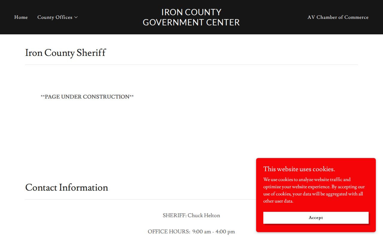Current Iron County Missouri Sheriff page with office contact information