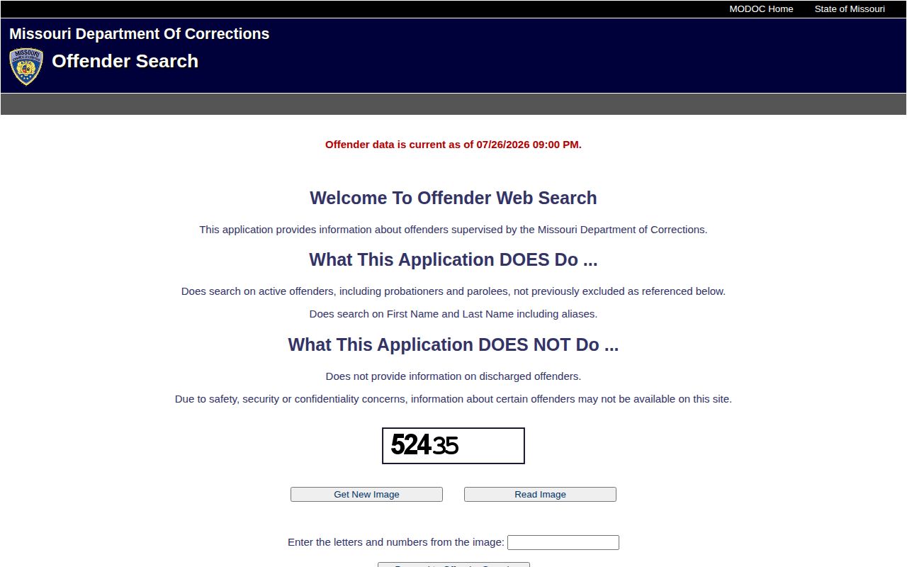 Missouri Department of Corrections Offender Search active-offender gateway
